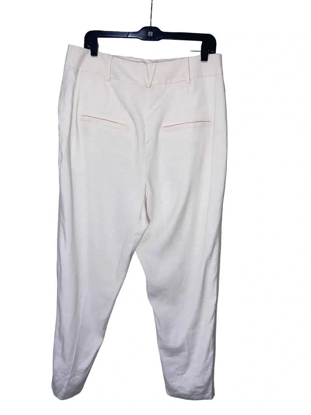 Veronica Beard Off-White Linen Blend Pleated Front Trousers Cream Pants